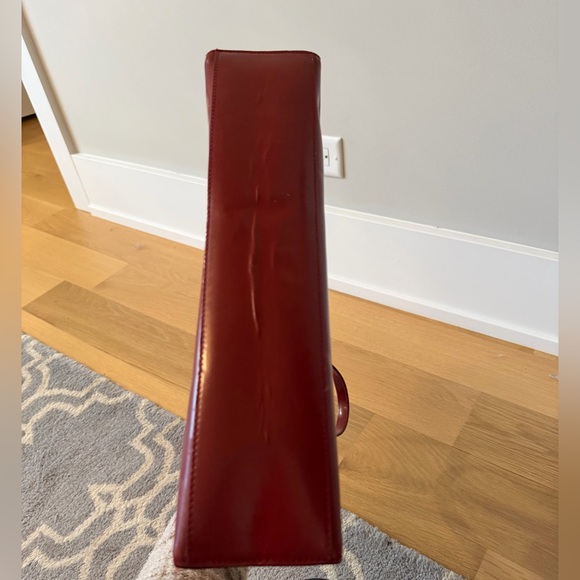 Authentic Vtg Furla Italian Shoulder Bag  — Structured Glossy Finish - Deep Red - Picture 7 of 8